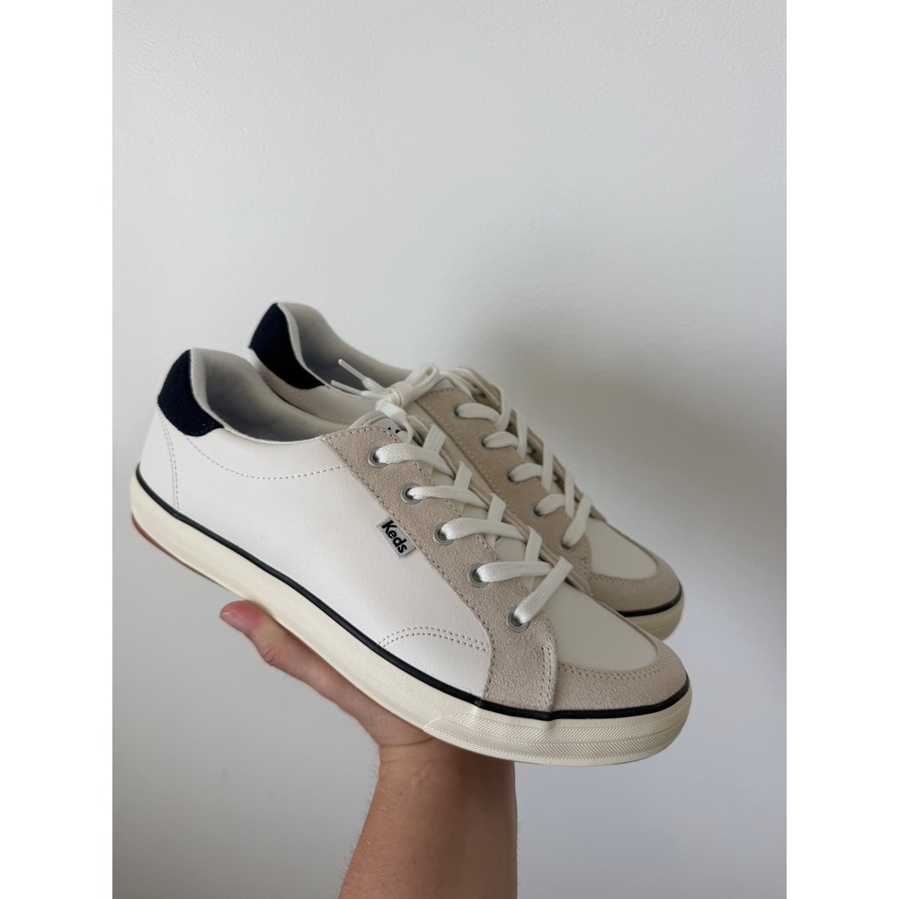 Keds Women's Center III Leather Lace Up Sneakers – Snow White/Navy – Size 9.5 - Picture 3 of 7